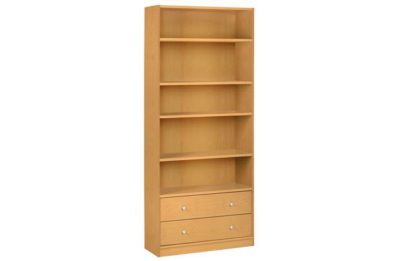 HOME Maine 2 Drawer Extra Deep Bookcase - Beech Effect